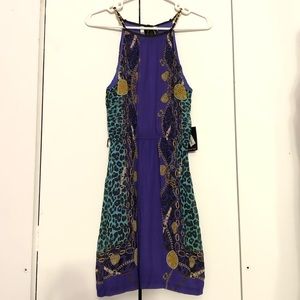 NWT Purple Knee-Length Dress & Gold Chain Accents